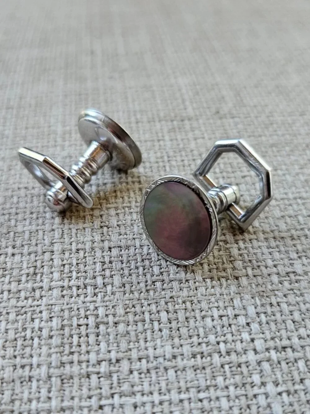 Vintage Cufflinks Men Fashion Jewelry Silver Tone Shirt Cuff Links Stud